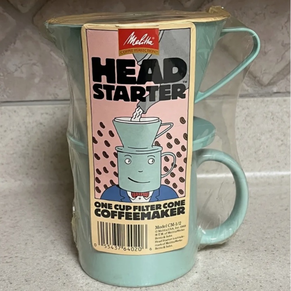 Melitta Blue “Head Starter” Pour Over One Cup Filter Cone Coffeemaker Cup Set